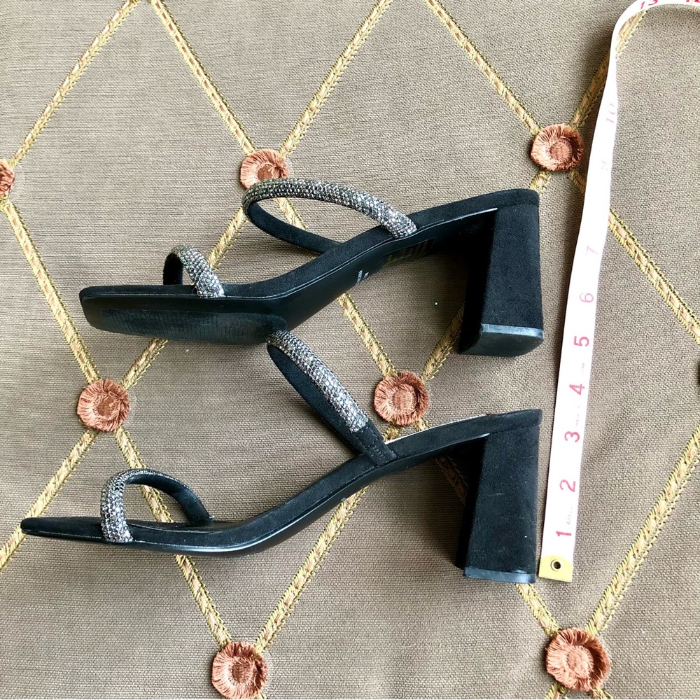 Sold Steve Madden Sandals Slides with High Heel in Silver Sparkle & Black (7.5) - Picture 4 of 7